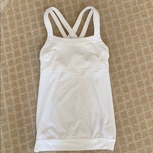Athleta White Tank Top with Shelf Bra XS